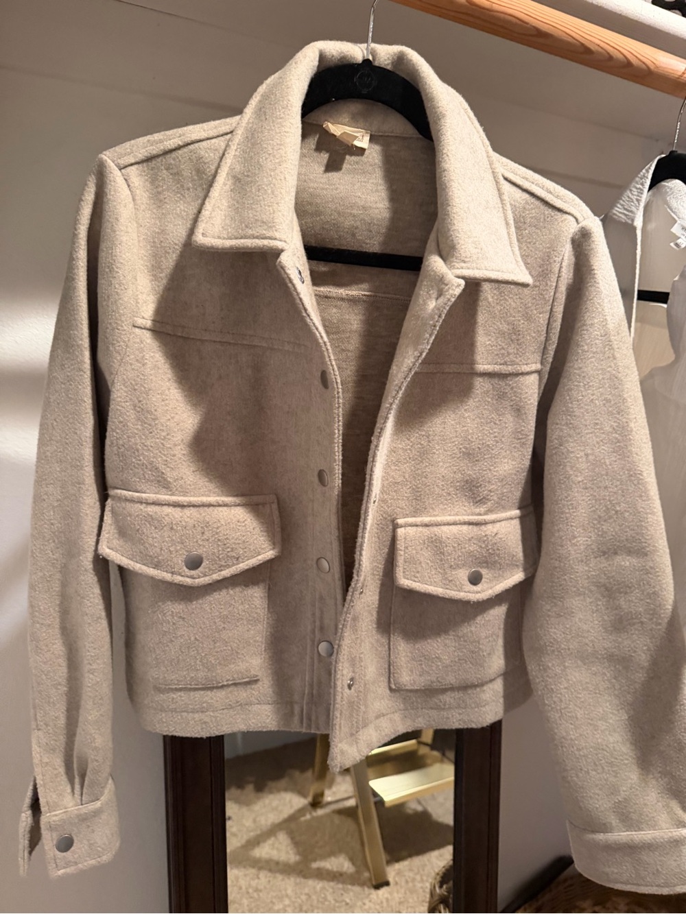 Hem & Thread Neutral Beige Wool-Blend Jacket